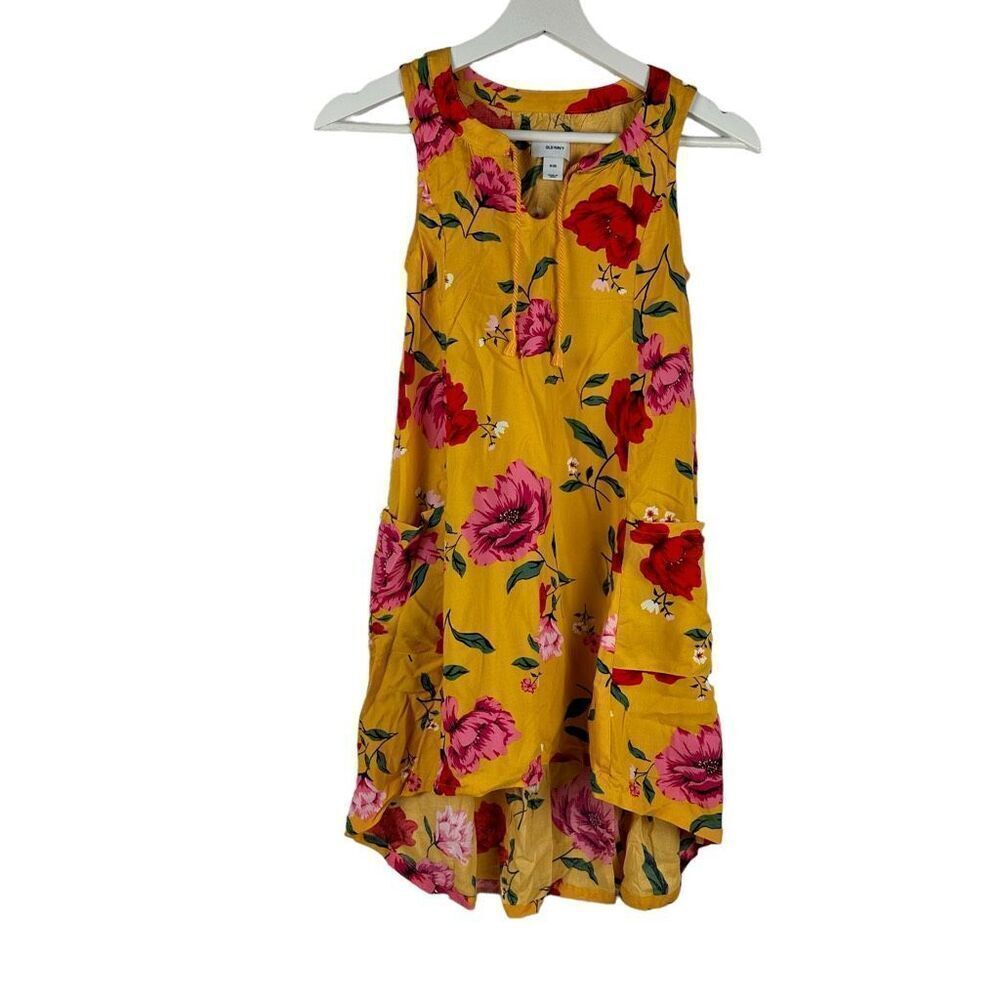Old Navy Sleeveless Trapeze Floral Dress size Medium 8 Yellow NEW